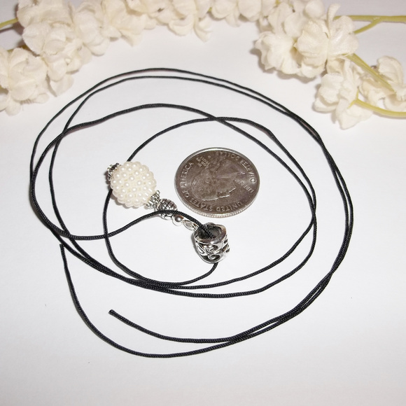 Cream Pearl Necklace Beaded Adjustable Pendant Charm Modern Preppy Style 4850 - Picture 8 of 11